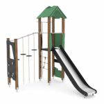 Spielturm mit Rutsche und Kletter-Hangelanlage WOODEN WD1405 - 9bfa wd1405c11s