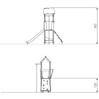 Spielturm mit Rutsche, Kletterwand und Stange WOODEN WD1404 – Bild 9