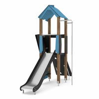 Spielturm mit Rutsche, Kletterwand und Stange WOODEN WD1404 – Bild 5