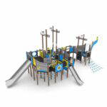 Spielanlage Piratenschiff mit 3 Rutschen WOODEN WD1580 - ac4d wd15802s