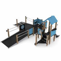Behindertengeeignete Spielanlage mit 2 Rampen, Kriechrohr und Rutsche WOODEN WD1505 – Bild 5
