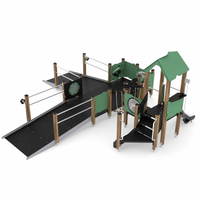 Behindertengeeignete Spielanlage mit 2 Rampen, Kriechrohr und Rutsche WOODEN WD1505 – Bild 3