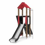Spielturm mit Rutsche, Kletterwand und Stange WOODEN WD1404 - bd7b wd1404c21s