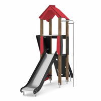 Spielturm mit Rutsche, Kletterwand und Stange WOODEN WD1404 – Bild 4