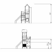 Spielturm mit Kriechrohr, Klettertreppe und Rutschstange WOODEN WD1449 – Bild 8