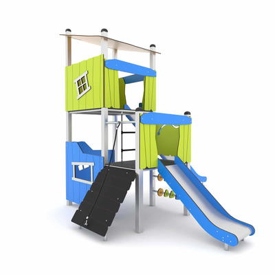 Spielturm mit 2 Rutschen und Kletterelementen CROOC 0303