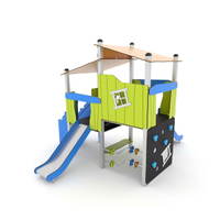 Spielturm mit 2 Rutschen, Treppe, Kletter- und Motorik-Elementen CROOC 0306 – Bild 2