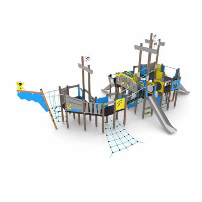 Spielanlage Piratenschiff mit 3 Rutschen WOODEN WD1580