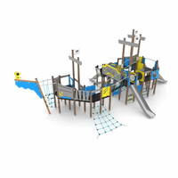 Spielanlage Piratenschiff mit 3 Rutschen WOODEN WD1580