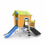 Spielturm mit 2 Rutschen, Rampe und Kletterstange CROOC 0305 - cf2b 03052s