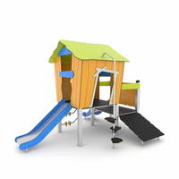 Spielturm mit 2 Rutschen, Rampe und Kletterstange CROOC 0305