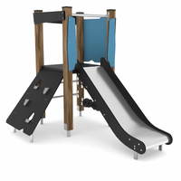 Spielturm mit Rutsche und Kletterwand - WOODEN WD1403 – Bild 5