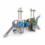 Kleine Spielanlage Piratenschiff mit 2 Rutschen WOODEN WD1581 - dd0b wd15812s
