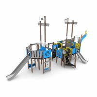 Kleine Spielanlage Piratenschiff mit 2 Rutschen WOODEN WD1581 – Bild 2