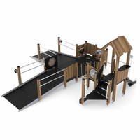 Behindertengeeignete Spielanlage mit 2 Rampen, Kriechrohr und Rutsche WOODEN WD1505 – Bild 6