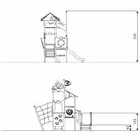 Ritterturm mit Rutsche, Podest und Kletternetz CASTILLO 3003-1 – Bild 5