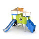 Spielturm mit 2 Rutschen, Treppe, Kletter- und Motorik-Elementen CROOC 0306 - e03e 03062s