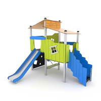 Spielturm mit 2 Rutschen, Treppe, Kletter- und Motorik-Elementen CROOC 0306