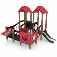 U3-Spielturm mit Rutsche, Treppe, Kriechrohr und Motorik-Elementen - WOODEN WD1503 – Bild 4