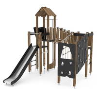 Spielturmanlage mit Rutsche, Kletterwand und Brücke WOODEN WD1410 – Bild 6