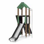 Spielturm mit Rutsche, Kletterwand und Stange WOODEN WD1404 - e8b4 wd1404c11s