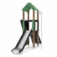 Spielturm mit Rutsche, Kletterwand und Stange WOODEN WD1404 – Bild 3