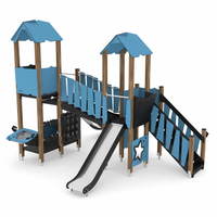 Spieltürme mit 2 Rutschen, Treppe, Brücke und Motorik-Elementen WOODEN WD1504 – Bild 5