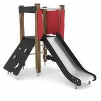 Spielturm mit Rutsche und Kletterwand - WOODEN WD1403 – Bild 4
