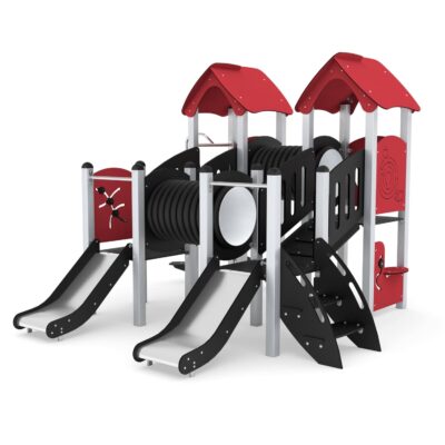 U3-Spielanlage mit 2 Türmen, 2 Rutschen, 2 Kriechtunnel und Treppe MINISWEET 0114