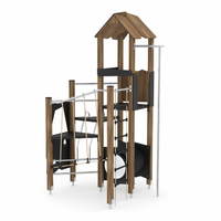Spielturm mit Kriechrohr, Klettertreppe und Rutschstange WOODEN WD1449 – Bild 6