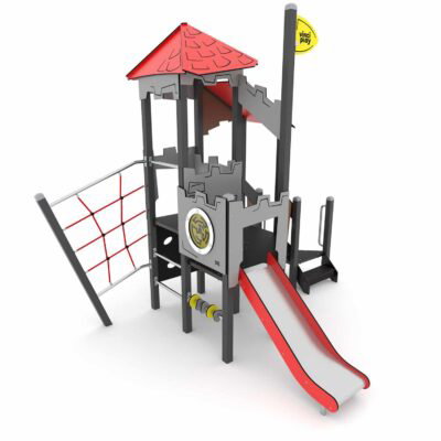 Ritterturm mit Rutsche, Podest und Kletternetz CASTILLO 3003-1