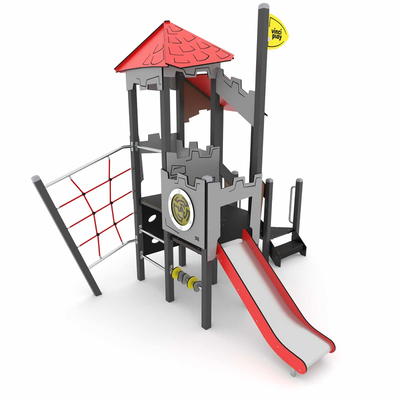 Ritterturm mit Rutsche, Podest und Kletternetz CASTILLO 3003-1