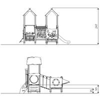 U3-Spielturm mit Rutsche, Treppe, Kriechrohr und Motorik-Elementen - WOODEN WD1503 – Bild 8