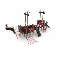 Kleine Spielanlage Piratenschiff mit 2 Rutschen WOODEN WD1581 – Bild 4