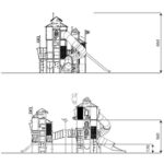 Große Ritter-Spielturmanlage mit 2 Rutschen, Röhrenrutsche, Brücke und Kletterelementen CASTILLO 3031-1 - 1b37 3031 1front