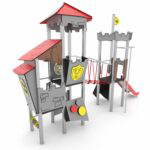 Ritter-Spielturmanlage mit Rutsche, Seilbrücke und Kletterelementen CASTILLO 3004-1 - 3004 1ci1s
