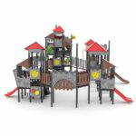 Große Ritter-Spielanlage mit 3 Rutschen, Röhrenrutsche, Brücken und Kletterelementen CASTILLO 3029-1 - 33b5 3029 11s