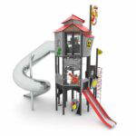 Großer Ritter-Spielturm mit Rutsche, Röhrenrutsche und Kletterelementen CASTILLO 3030-1 - 5d6c 3030 12s