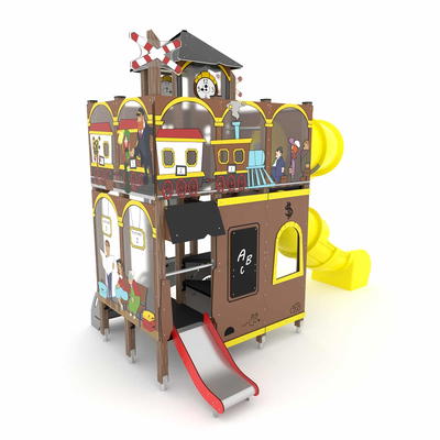 U3-Spielturm-Anlage Bahnhof mit breiter Rutsche und Röhrenrutsche TOPICCO WD1541