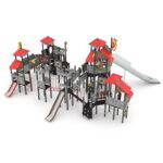 Große Ritter-Spielanlage mit 3 Rutschen, Röhrenrutsche, Brücken und Kletterelementen CASTILLO 3029-1 - 6f74 3029 12s