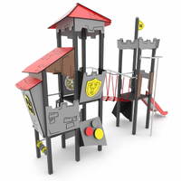 Ritter-Spielturmanlage mit Rutsche, Seilbrücke und Kletterelementen CASTILLO 3004-1