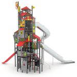 Riesige Ritter-Spielturmanlage mit 2 Rutschen, Röhrenrutsche und Kletterelementen CASTILLO 3040-1 - f167 3040 12s