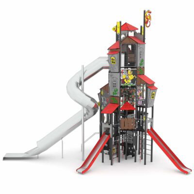 Riesige Ritter-Spielturmanlage mit 2 Rutschen, Röhrenrutsche und Kletterelementen CASTILLO 3040-1