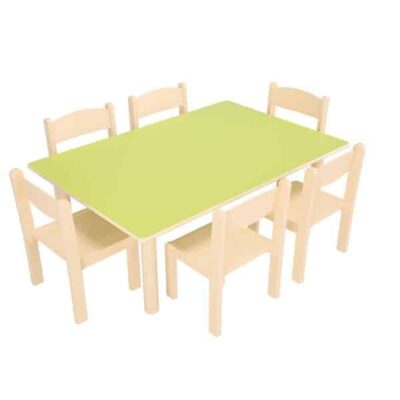 Tisch Flexi HPL grün - mit Stühlen Philip - Sitzhöhe 26 cm