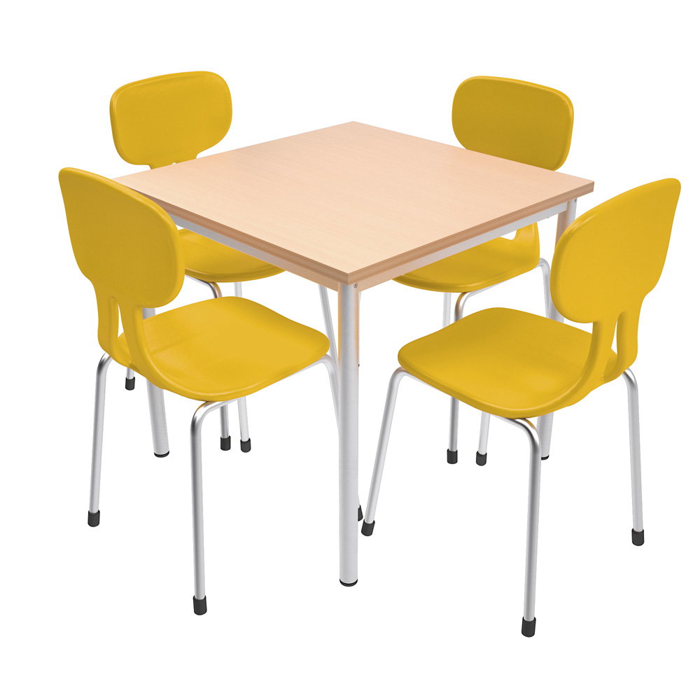 Tisch MILA 80x80 cm mit Stühlen Colores gelb