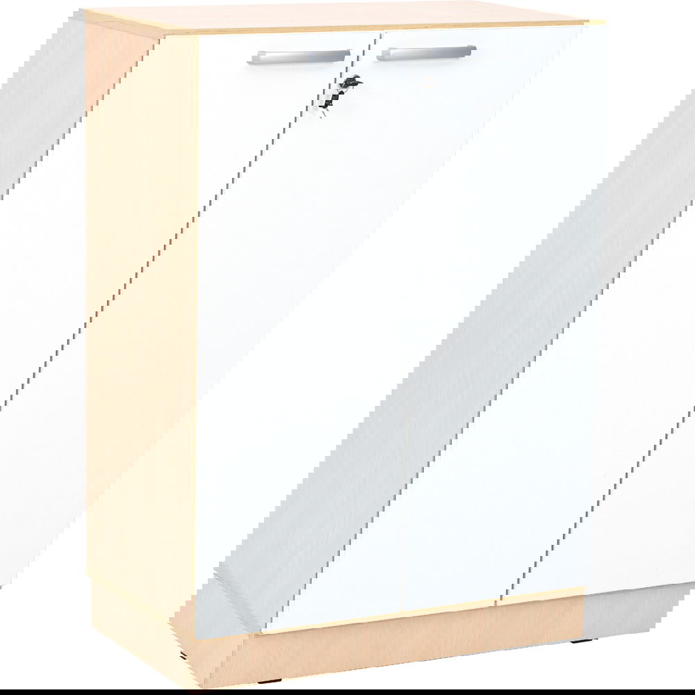 Grande Portfolioschrank, T 38, Ahorn Jylland, Türen weiß (Grande 55)