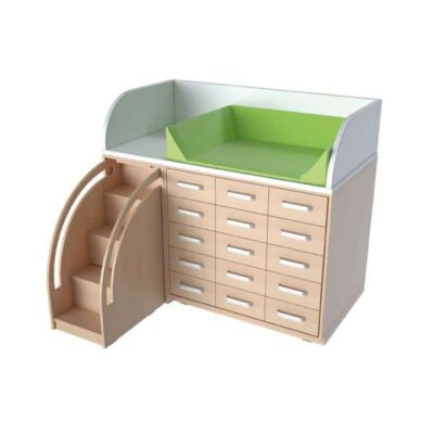 Wickelkommode - Breite: 146 cm - Treppe links