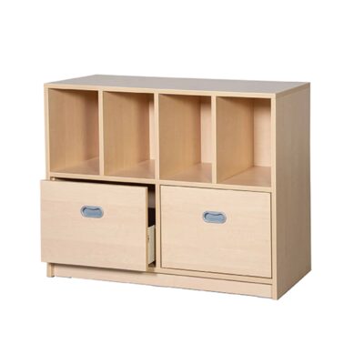 Materialschrank mit 2 hohen Dekorschüben und 4 Fächer