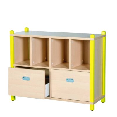 Stollen-Schrank 2 hohe Dekorschübe, 4 Fächer