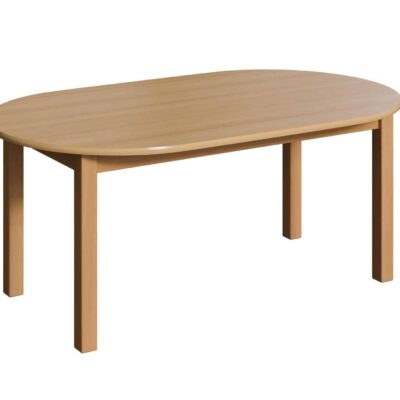Holztisch oval mit Massivholzgestell